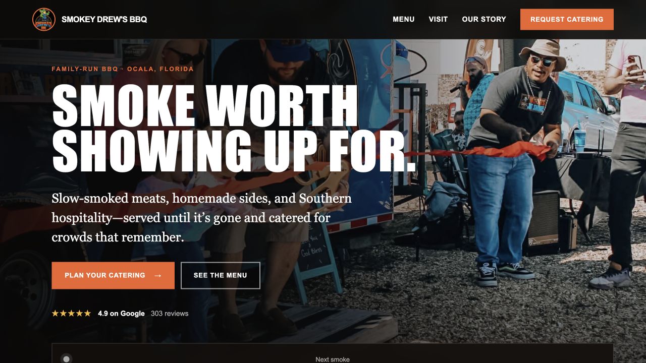 Smokey Drew’s BBQ website design
